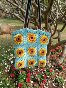 Sunflower Crochet Tote Bag