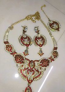 Elegant Red &amp; Gold Jewelry Set