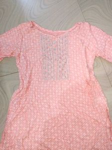 Peach Embroidered Kurti