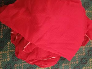 new Red Dupatta with Gold Beads