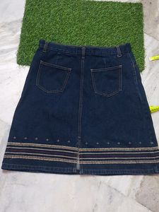 Denim Embroided Skirt