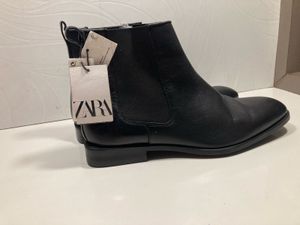 Zara Black Leather Chelsea Boots 🥾👢ORIGINAL 43si