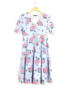 Light Blue Floral Print Dresses (Women's)