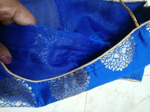 Blue Silk Stiched Blouse Padded Size: 30&#34;/32&#34;/34
