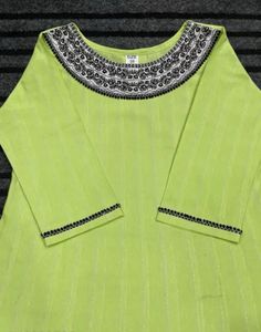 Green &amp; Black Embroidered Outfit