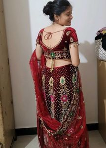 Stunning Red Bridal Lehenga Set – Full Embroidery