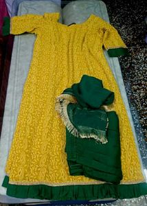 Chikankari Kurta With  Bottom And Dupatta