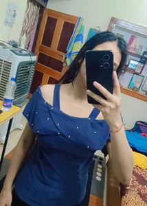 Blue Off-Shoulder Top