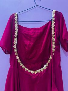 Maroon Embellished Anarkali Sets