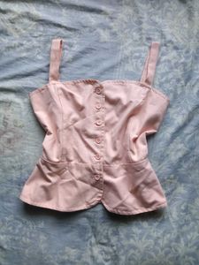 Pink Button-Front Tank