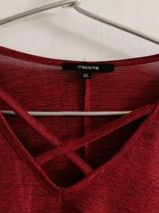 Maroon Cold Shoulder Top