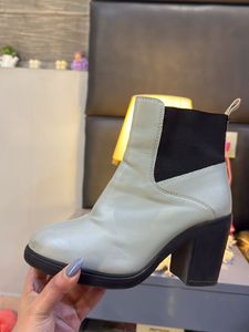 Grey Block Heels Boots From Paris