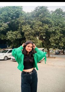 Stylish Green Cropped Cardigan