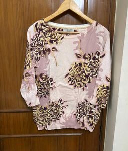 NEXT Floral Print Three Quarter Sleeve Top