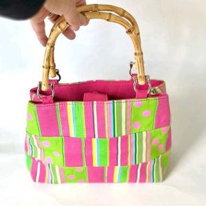 Mercer &amp; Madison Polka Bamboo Handle Bag