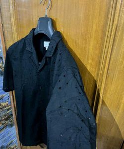 ETA (WESTSIDE) BLACK EMBROIDERED RELAXED FIT SHIRT
