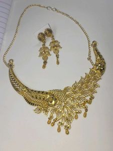Gold-toned Necklace & Earring Set