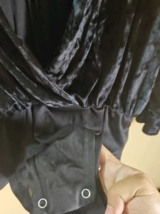 Elegant Black Velvet Bodysuit
