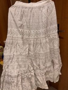 Tiered White Lace Maxi Skirt