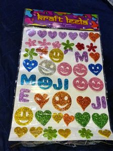 Sparkly Emoji & Heart Glitter Stickers