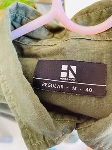 Here &amp; Now Men Full Sleeve M Olive Shirt.
