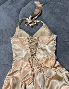 Champagne Halter Neck Mini Dress