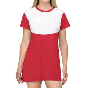 Red &amp; White Short Sleeve Dress
