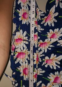 Blue Sleeveless Floral Tube Designed Top
