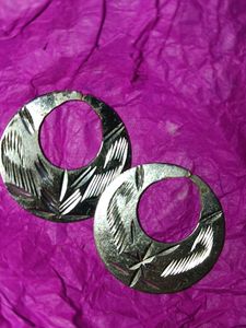 Silver Etched Hoop Earrings NATTIYA
