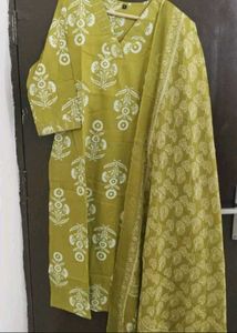 Olive Green Printed Kurta Set New