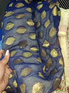Off White Blue Heavy Saree Women