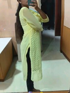 Yellow Chikankari Kurti