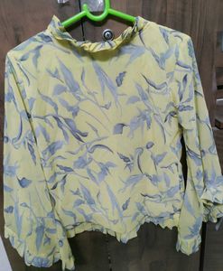 Yellow Colour Flower Print Top