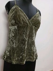 Olive Velvet Cami Top
