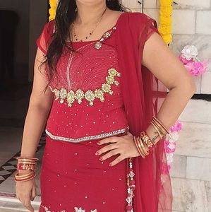 Red Fish cut Lehnga