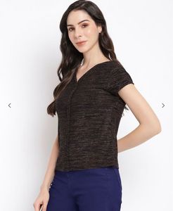 Textured V Neck Top