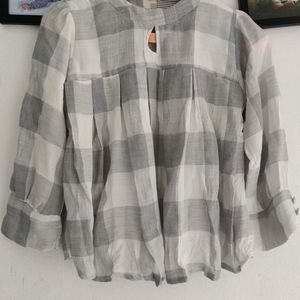 White And Grey Checked Women&#39;s Crop Top