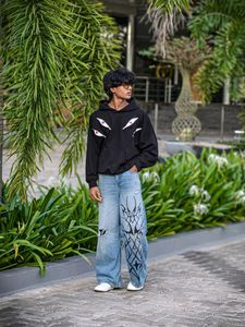 Statement Denim &amp; Graphic Hoodie All size Availabl