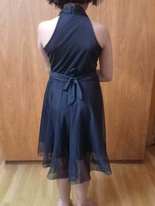 Black Sleeveless Netted Dress (Girls)