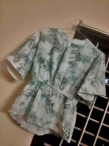 Tie-Dye Graphic Print Cinched Top