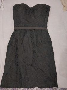 Grey Strapless Lace Dress