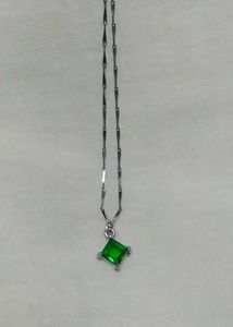 Green Emerald Charm Necklace
