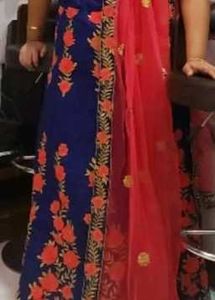 Blue Embroidered Lehenga Choli