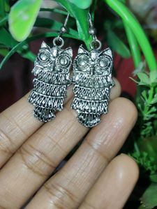 Silver Owl Earrings