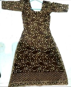 Elegant Brown Floral Dress