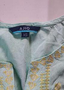 Embroidered Sea Green Peplum Top