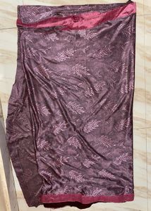 Synthetic Party Wear Peach Lace Fabric Lycra Saree