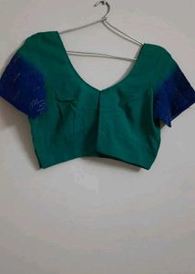 Green &amp; Blue Embellished Saree