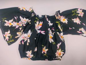 Unused Black Crep Top | Off Shoulder
