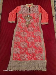 PEACH KURTI SUIT SET